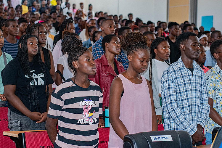 Students singing the MUBAS Anthem