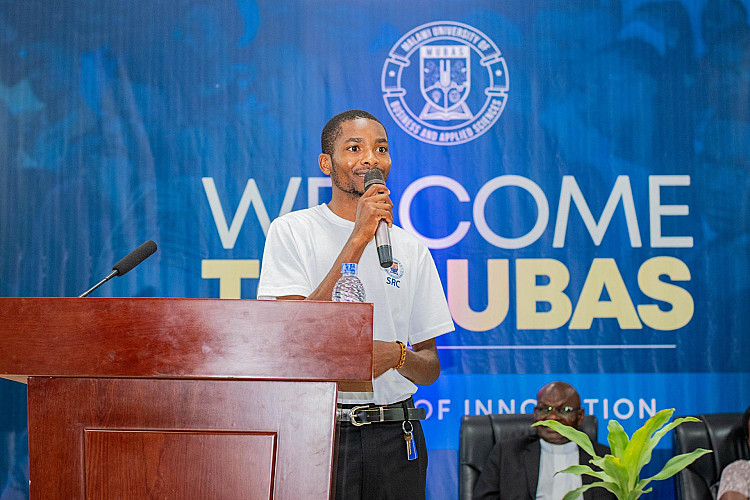 MUBAS Student Representative - Director of Academic Affairs addressing his fellow students