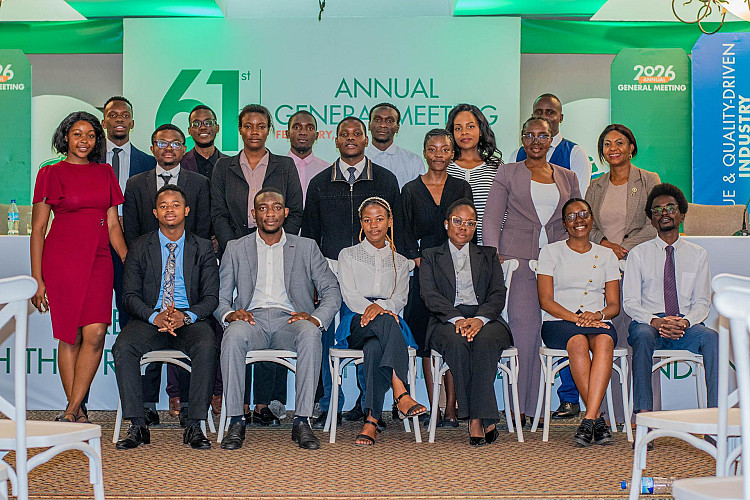 The team poses for a group photograph