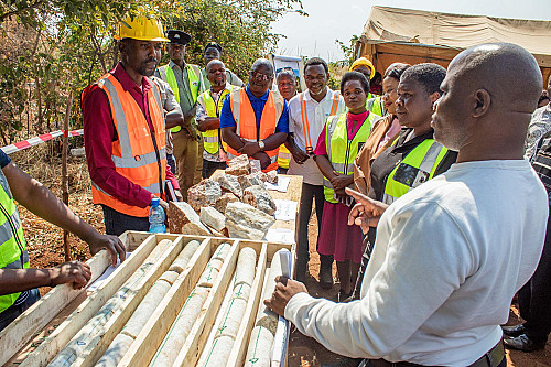 MUBAS staff exploring lime stones at the Balaka Lime site, gaining insight into industrial entrepreneurship