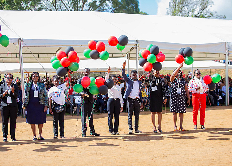 A symbolic balloon release