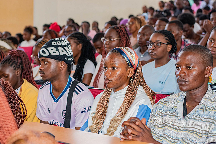Students listening to presentations