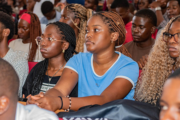 Students listening to presentations